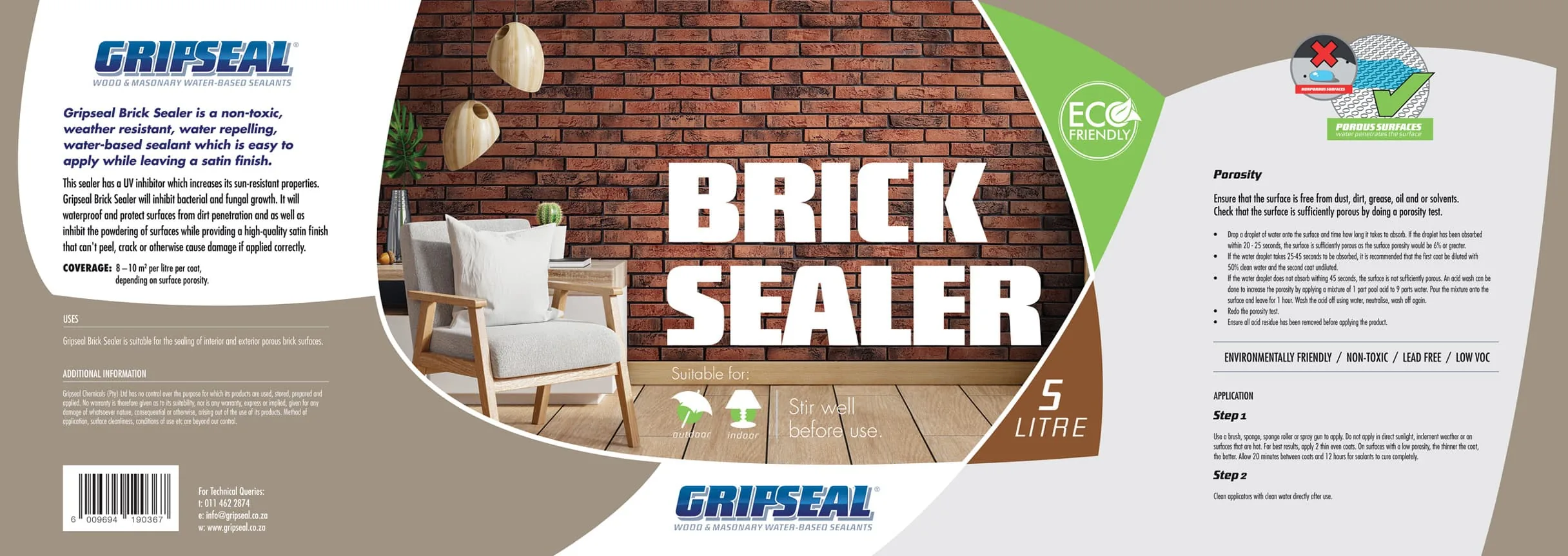 GripSeal Brick Sealer final approved flat label artwork