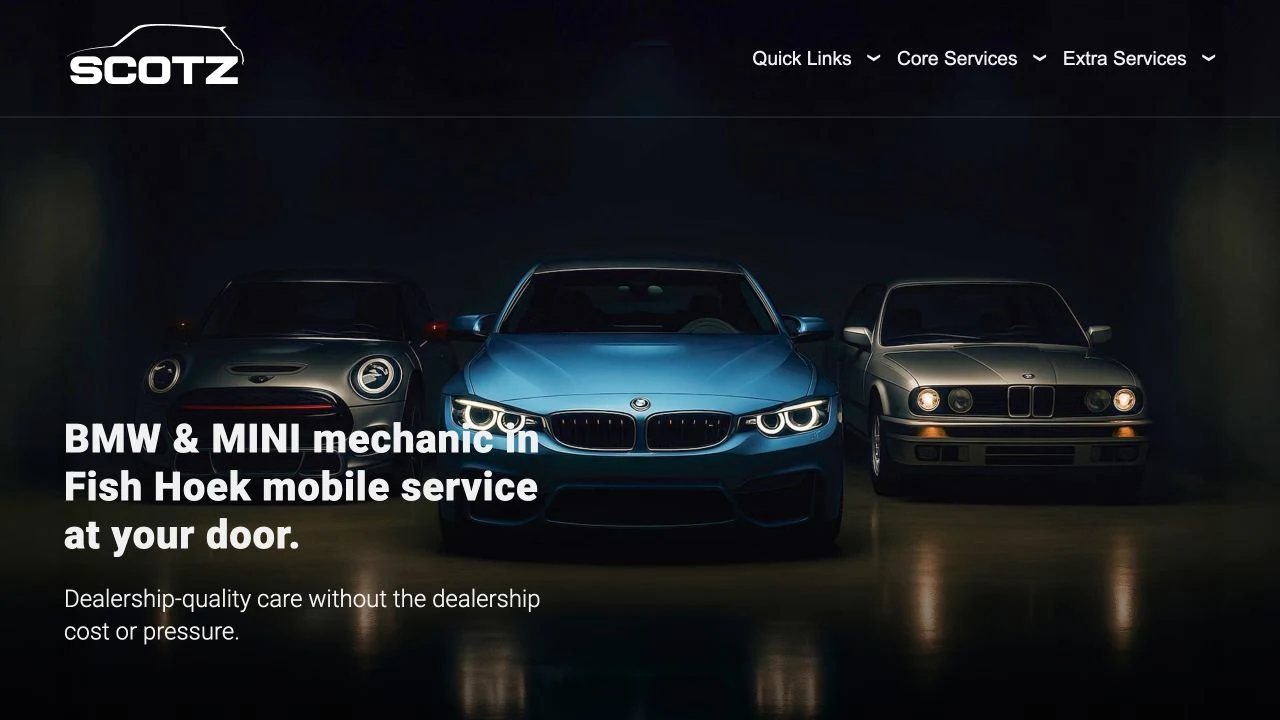 Live Scotz Auto homepage on desktop