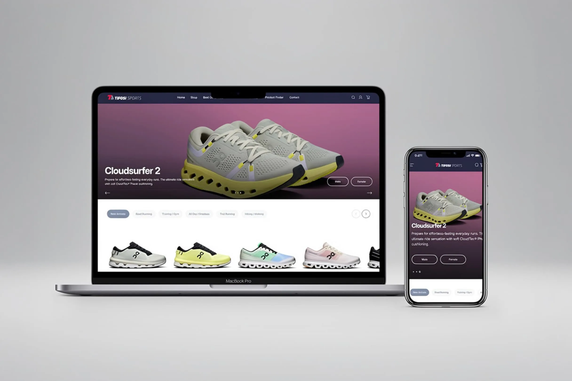 Tifosi Sports desktop ecommerce design presentation