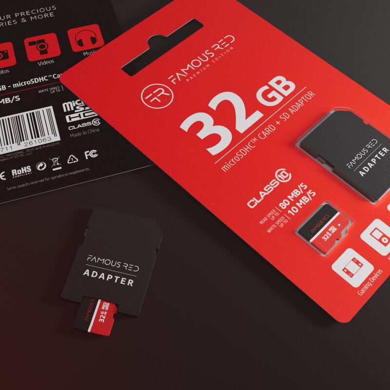 Famous Red SD Card Packaging 3D Render