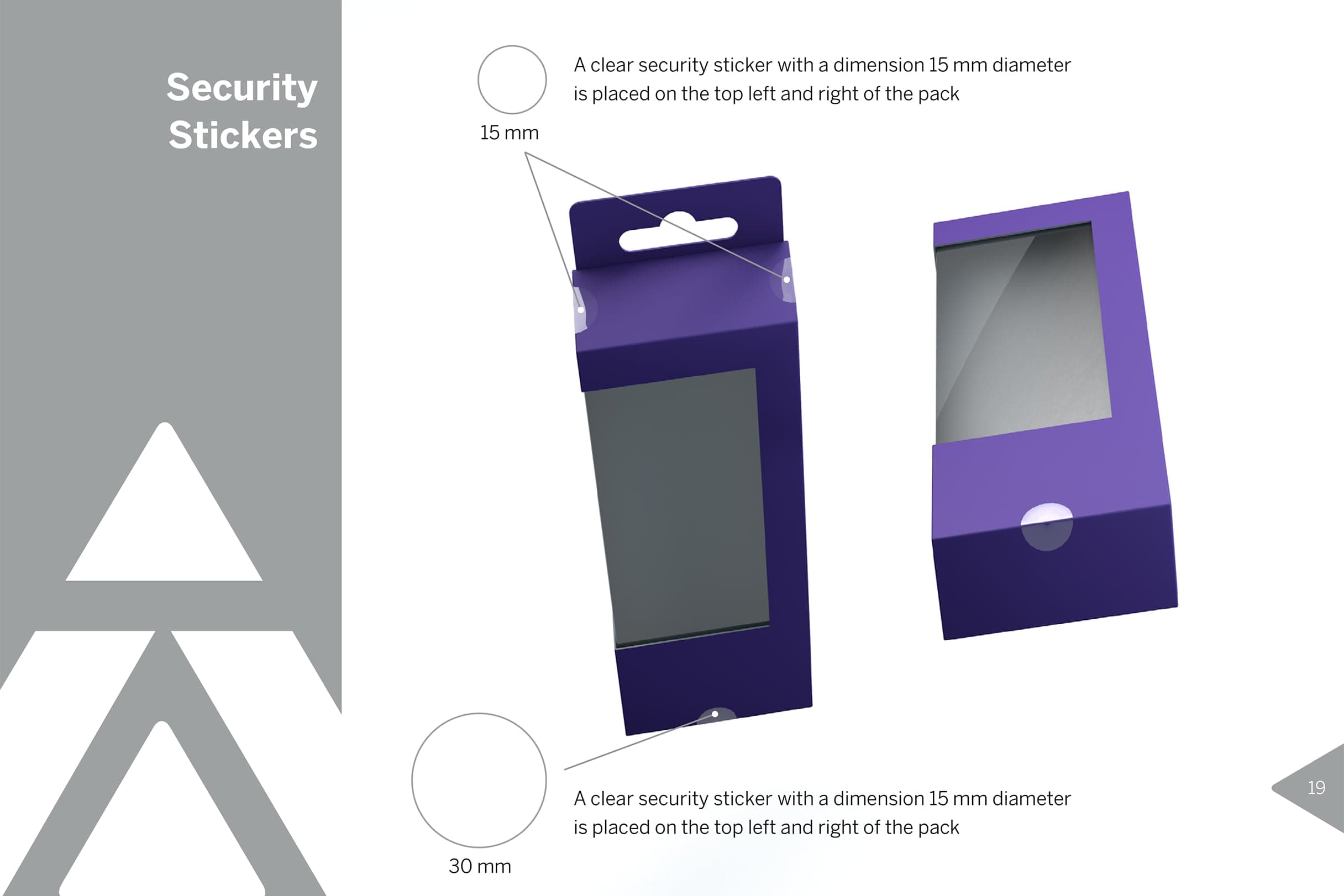 Anthem security sticker designs and guidelines for tamper-evident packaging
