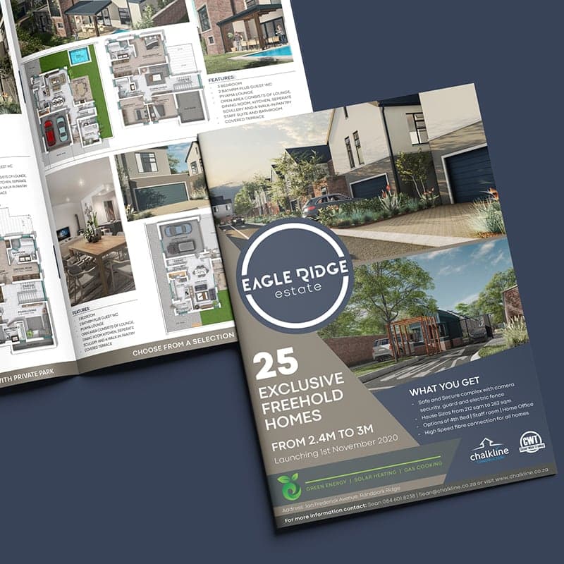 Eagle Ridge property marketing brochure with architectural renders and premium layout