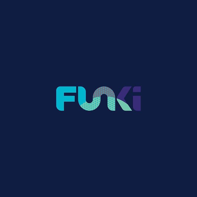 One-colour negative version of Funki logo