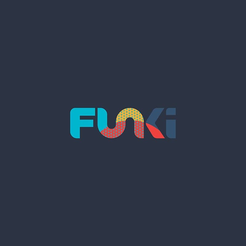 Funki logo with integrated device iconography