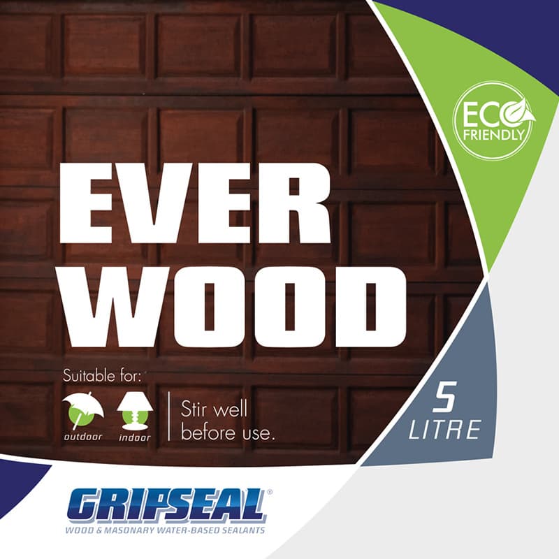 GripSeal Everwood 5L print-ready flat label artwork showing the full label design