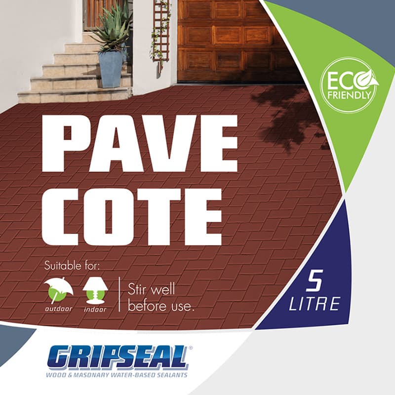 GripSeal Pavecote 5L print-ready flat label artwork showing the full label design