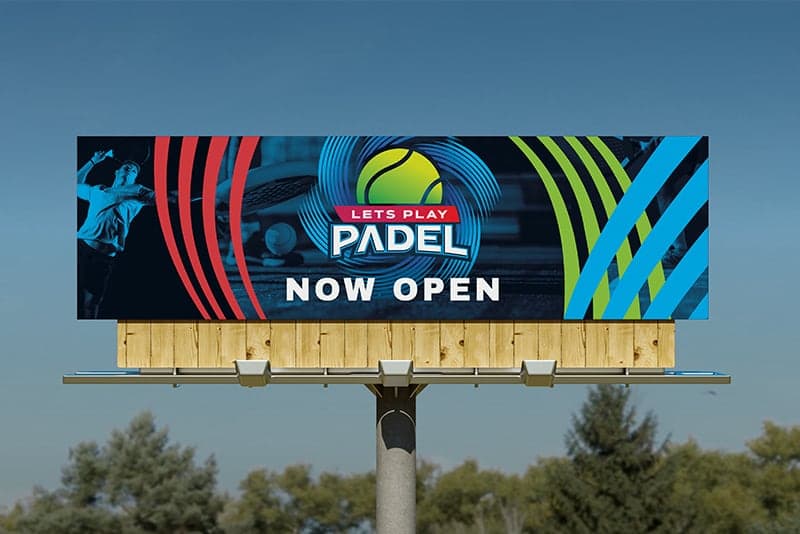 Let's Play Padel large-format billboard design – promotional concept