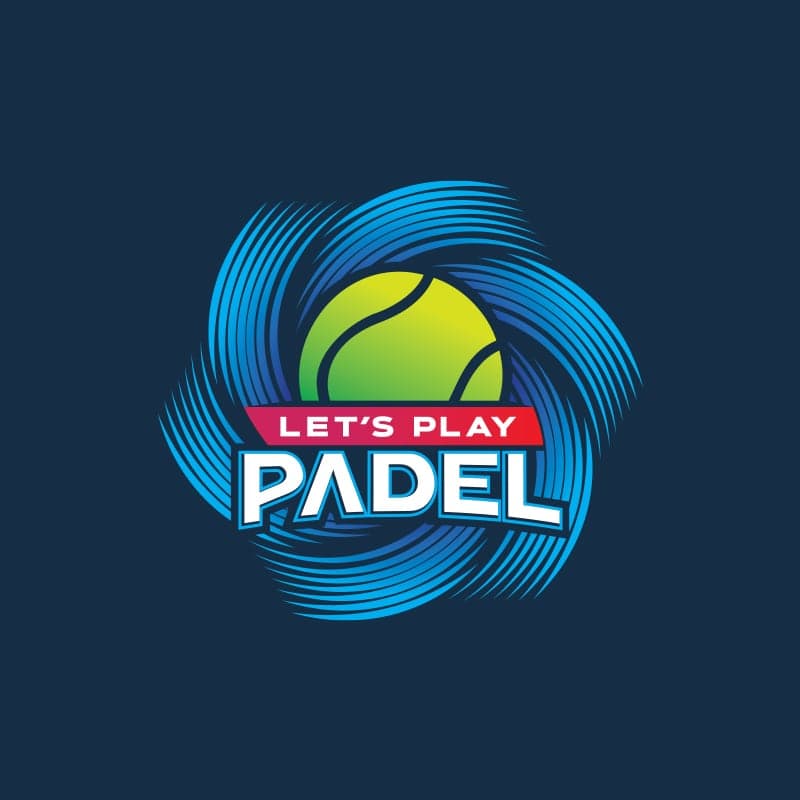 Let's Play Padel logo on dark background – reversed version