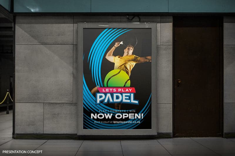 Poster design mockup demonstrating logo application and brand style