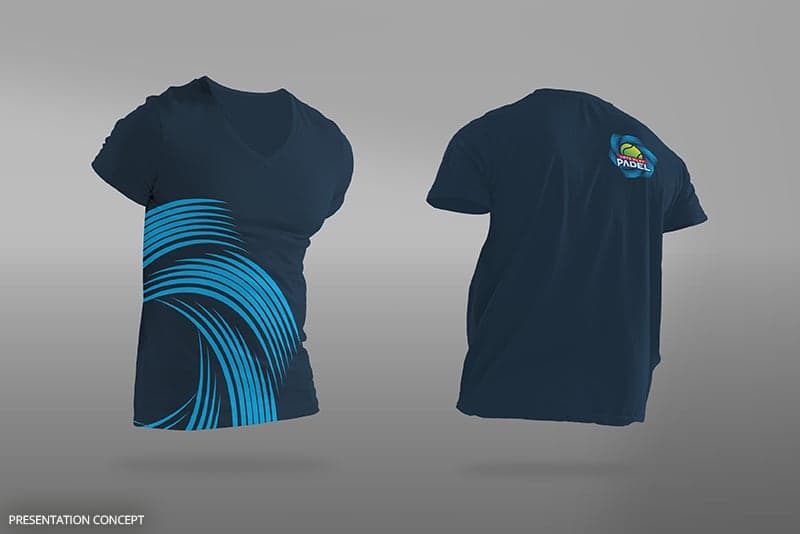 Let's Play Padel t-shirt design – blue variant with logo placement
