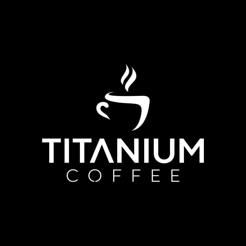 Titanium Coffee Logo - White on Black