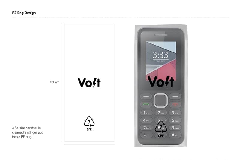 Volt Mobile branded PE protective bag design for device packaging