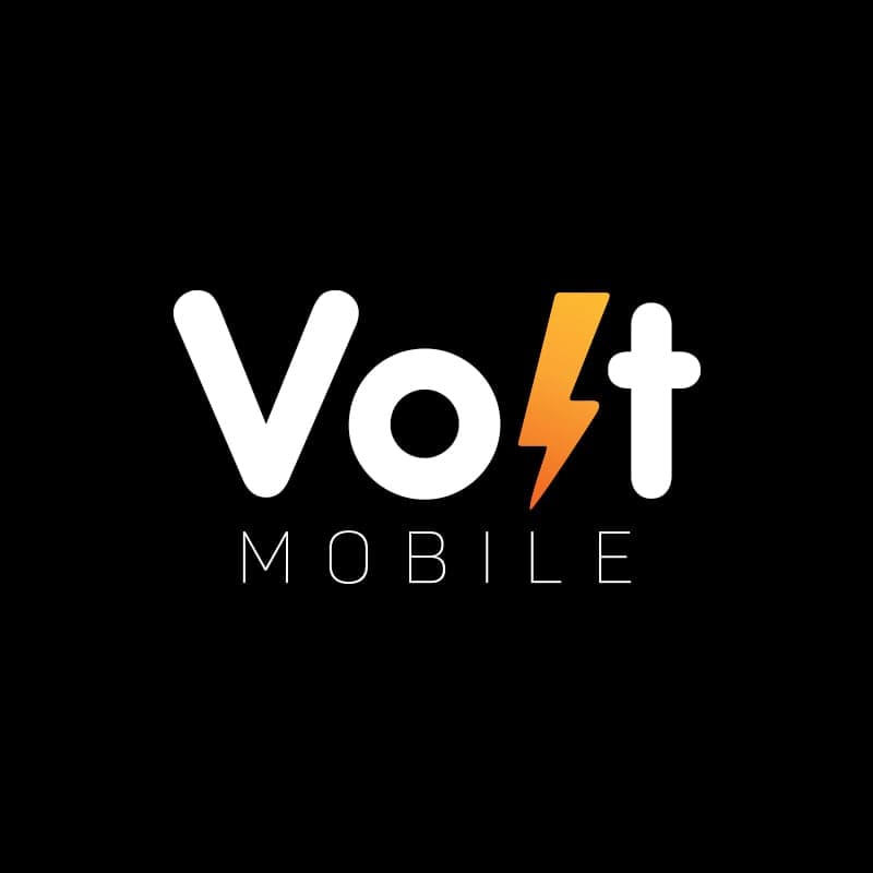 Volt Mobile logo in white on dark background showing electric bolt mark