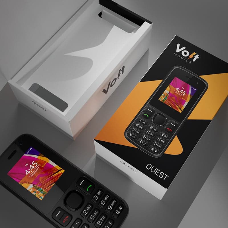 Volt Mobile Quest smartphone box packaging designed for PEP Africa retail
